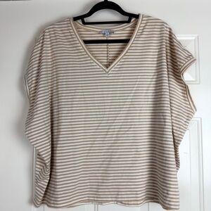 Miou Muse cream/tan stripe top sz medium